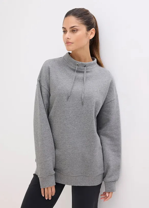 Sweatshirt aus reiner Bio-Baumwolle in grau von vorne (im Anschnitt) - bonprix