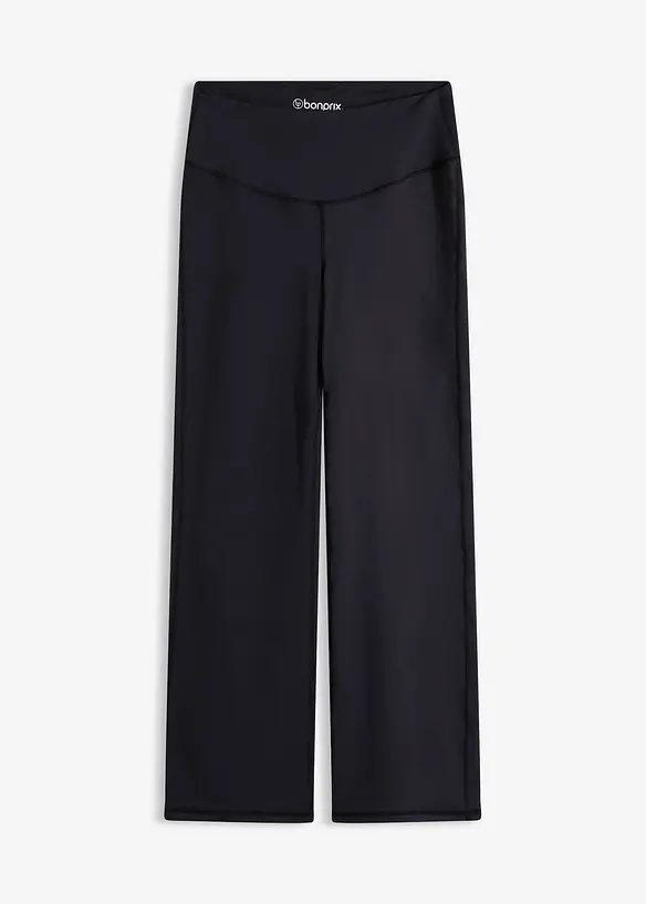 Sport-Leggings aus stabilem Baumwollgriff und geradem Bein in schwarz von vorne - bonprix
