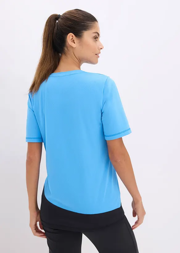 Sport-Shirt mit Strukturoptik in blau von hinten (im Anschnitt) - bonprix
