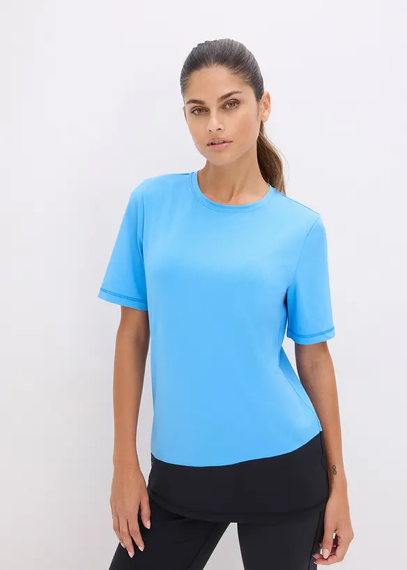 Sport-Shirt mit Strukturoptik in blau von vorne (im Anschnitt) - bonprix