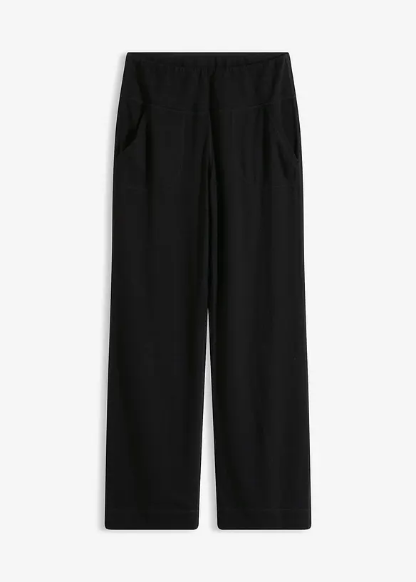 Weiche Jerseyhose mit Viskose und Eingriffstasche, schnelltrocknend in schwarz von vorne - bonprix
