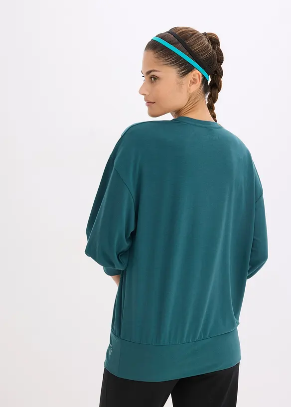 Oversized Sport-Shirt mit ¾ Arm, schnelltrocknend in petrol von hinten (im Anschnitt) - bonprix