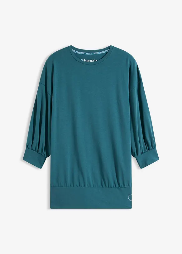 Oversized Sport-Shirt mit ¾ Arm, schnelltrocknend in petrol von vorne - bonprix