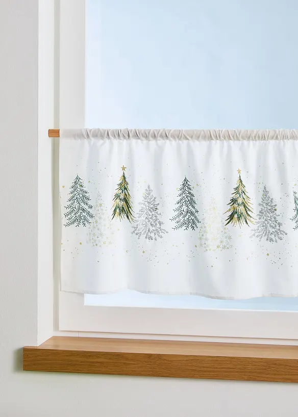 Scheibengardine mit Tannenbaum-Stickerei in weiß - bonprix