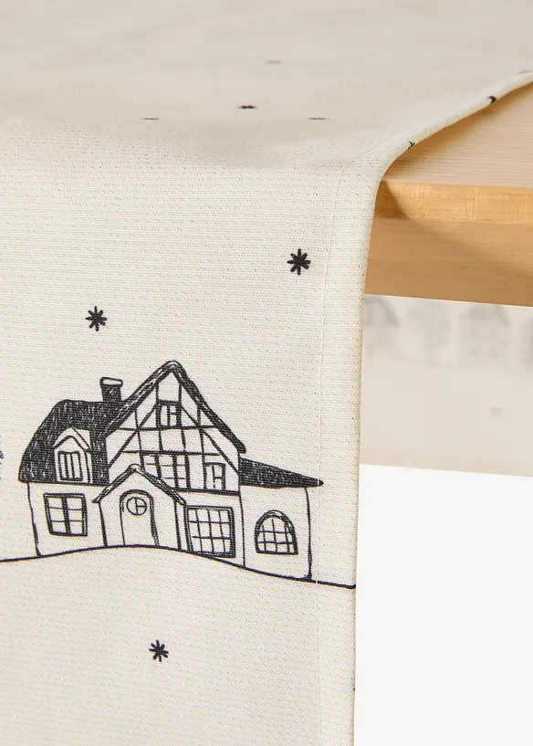 Tischläufer mit Winter Motiv, wasserabweisend in beige (Detailaufnahme) - bonprix