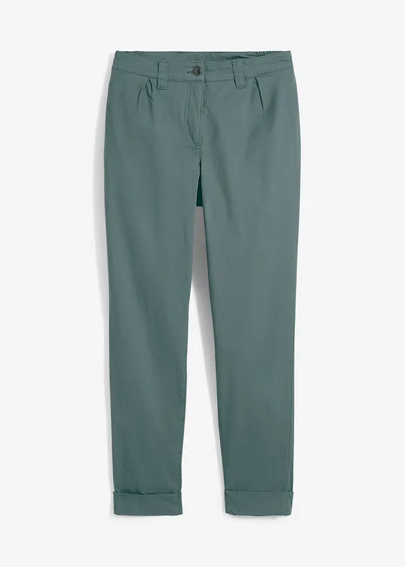 Knöchellange Chinohose aus elastischem Baumwoll-Mix in grün von vorne - bonprix