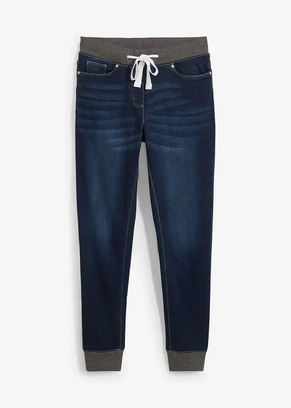 Boyfriend Jeans Mid Waist, Bequembund in blau von vorne - bonprix
