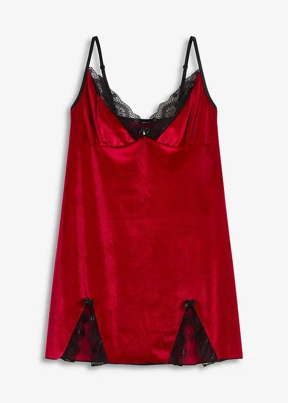 Samtkleid in rot von vorne - bonprix