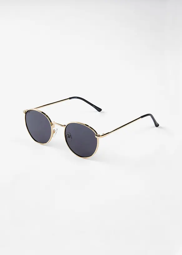 Sonnenbrille mit Metallrahmen in gold von vorne - bonprix