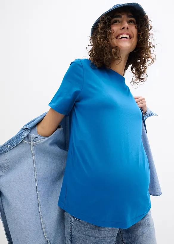 Umstandsshirts aus Bio-Baumwolle (2er Pack) in gelb von vorne (im Anschnitt) - bonprix