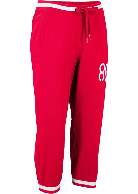 Jogginghose, 3/4-Länge aus Baumwollmix in rot von der Seite - bonprix