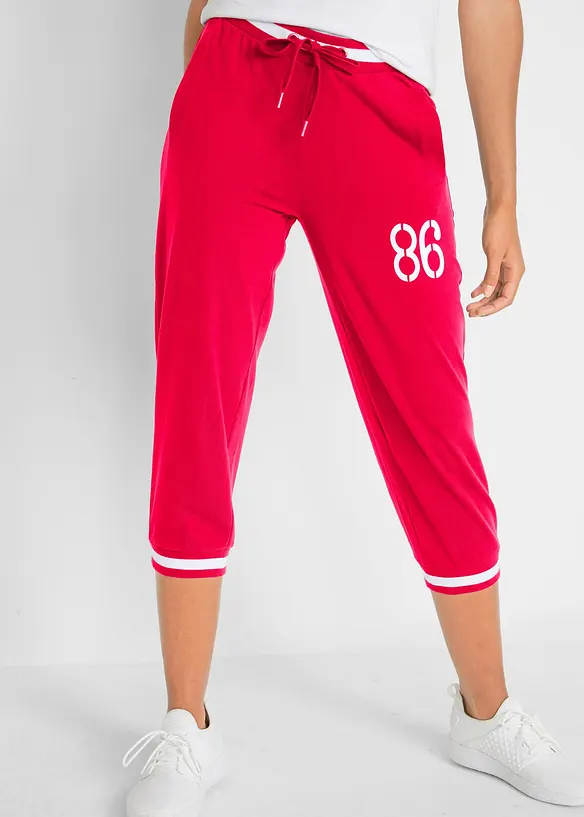 Jogginghose, 3/4-Länge aus Baumwollmix in rot von vorne - bonprix