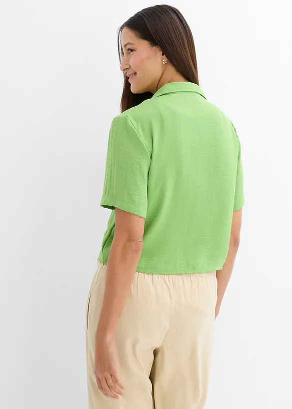 Boxy Bluse aus leichtem Crêpe in grün von hinten (im Anschnitt) - bonprix