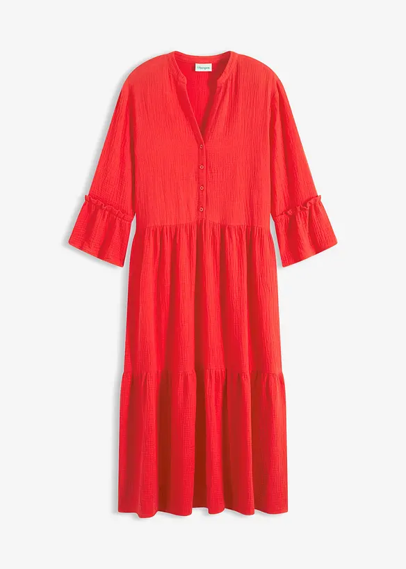 Midikleid aus weichem Musselin in rot von vorne - bonprix