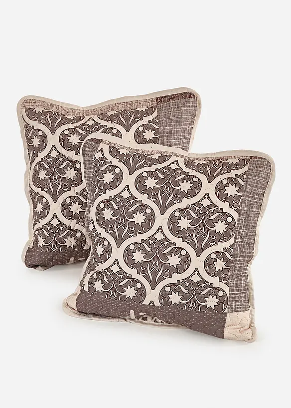 Kissenbezug mit Patchwork Druck (2er Pack) in beige von vorne - bonprix