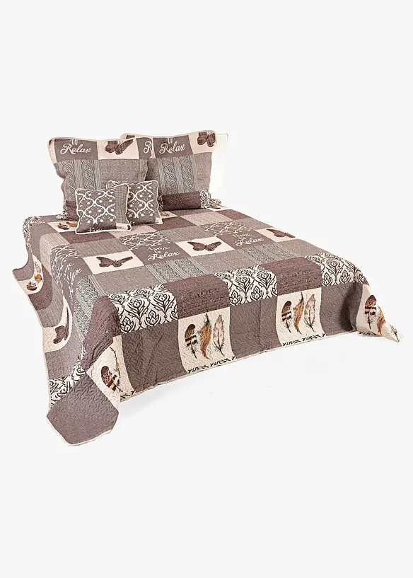 Kissenbezug mit Patchwork Druck (2er Pack) in beige - bonprix