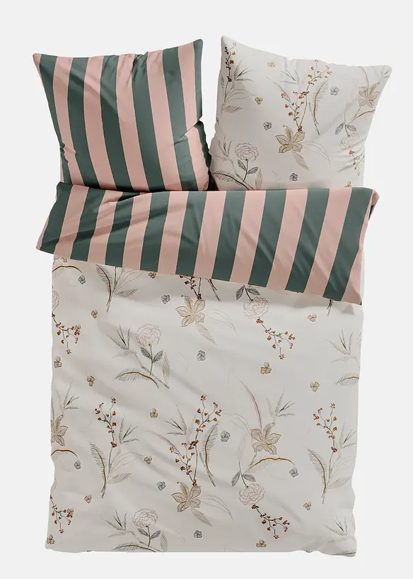 Wendbare Linon-Bettwäsche in beige von vorne - bonprix