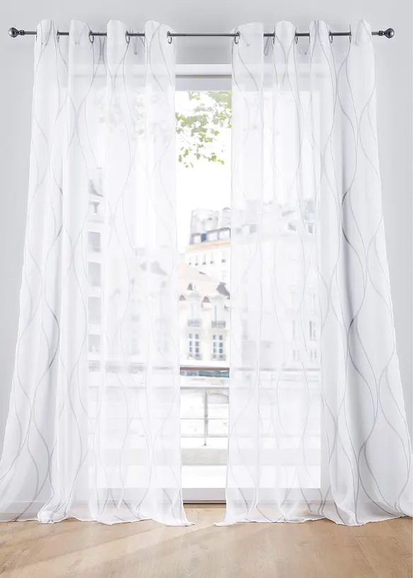 Transparente Gardine aus feinem Voile, auch in extralang (1er Pack) in weiß - bonprix