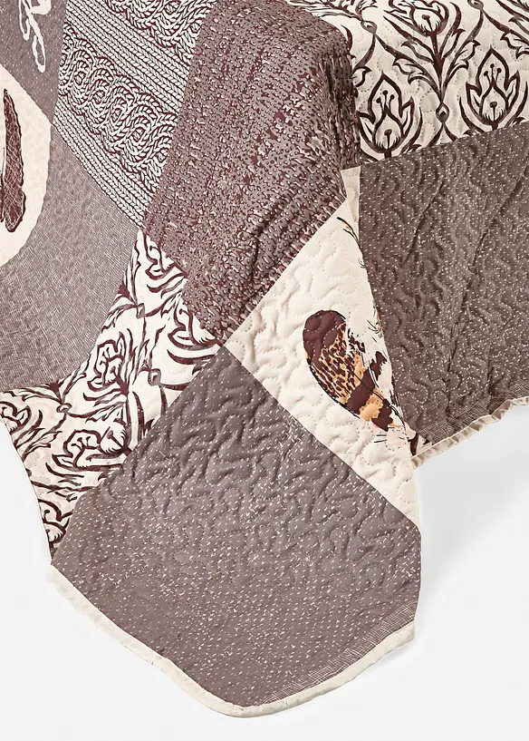 Romantisch schöne Tagesdecke mit Schmetterling - beige