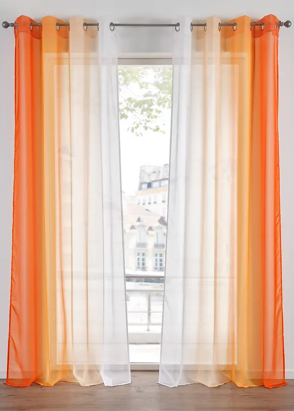 Transparente Gardine aus feinem Voile, auch in extra lang (2er Pack) in orange - bonprix