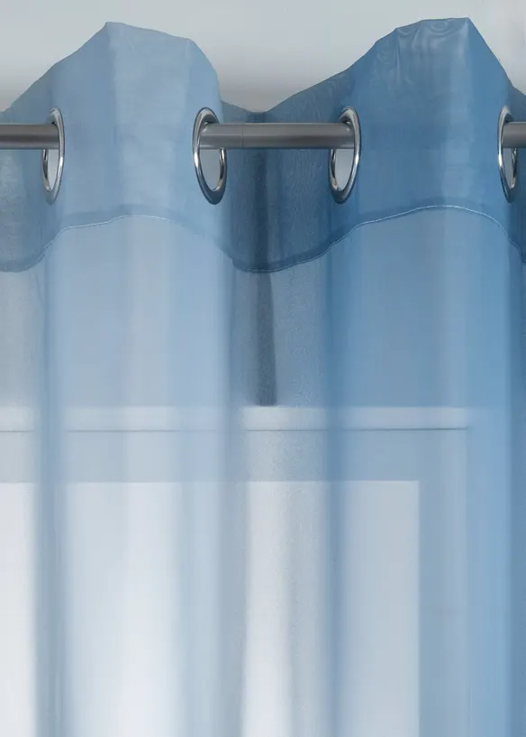 Transparente Gardine aus feinem Voile, auch in extra lang (2er Pack) in blau - bonprix