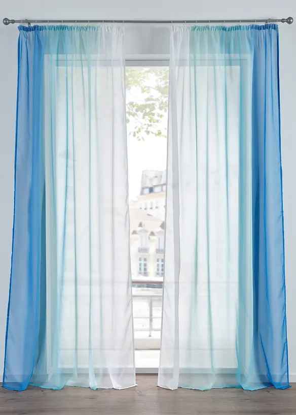Gardinen aus leichtem Voile, auch in extra lang (2er Pack) in blau - bonprix