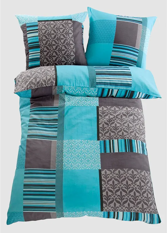 Jersey-Bettwäsche in blau von vorne - bonprix