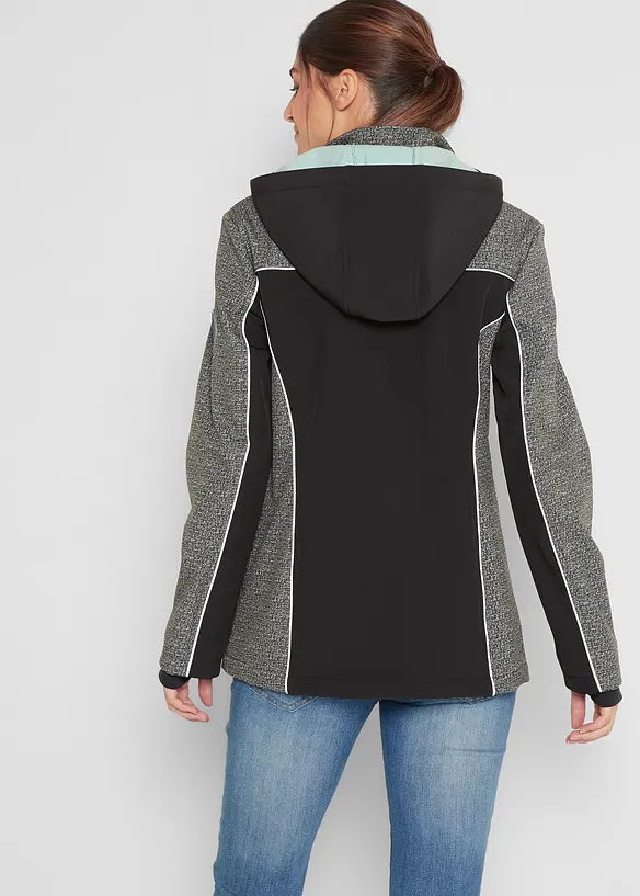 wasserabweisende Softshelljacke mit reflektierenden Details in grau von hinten (im Anschnitt) - bonprix