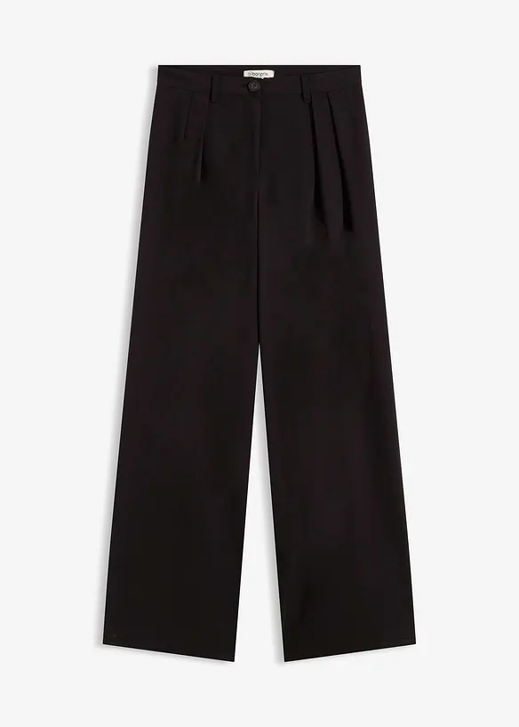 Marlenehose mit elastischem Bund in schwarz von vorne - bonprix Marlenehose mit elastischem Bund in schwarz von vorne - bonprix