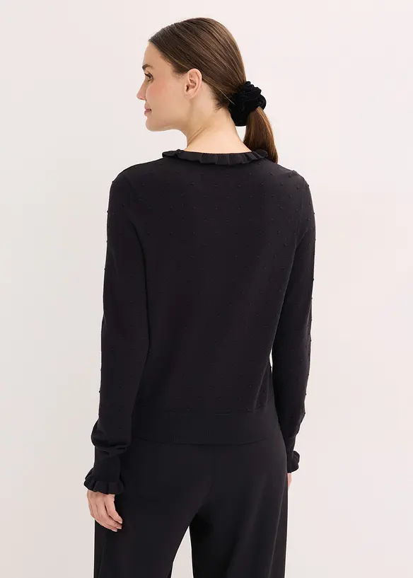 Feinstrickpullover aus Viskose-Mix in schwarz von hinten (im Anschnitt) - bonprix Feinstrickpullover aus Viskose-Mix in schwarz von hinten (im Anschnitt) - bonprix