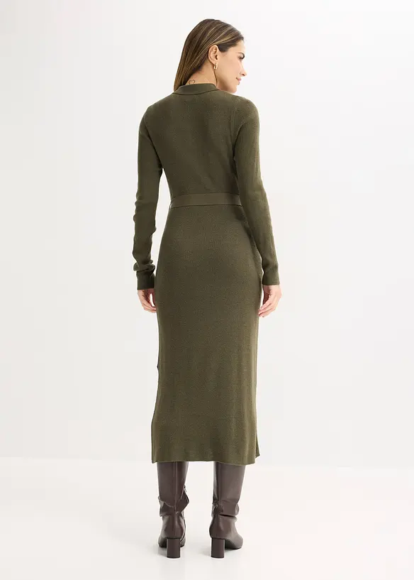 Ripp-Strickkleid aus Viskose-Mix in grün von hinten (Totalaufnahme) - bonprix