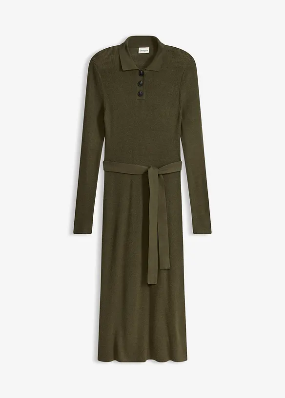 Ripp-Strickkleid aus Viskose-Mix in grün von vorne - bonprix
