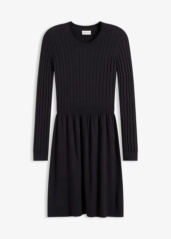 Strickkleid aus Viskose-Mix in schwarz von vorne - bonprix Strickkleid aus Viskose-Mix in schwarz von vorne - bonprix