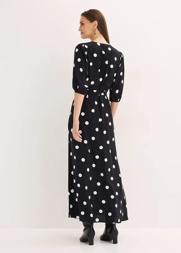 Maxikleid aus fließender Viskose in schwarz von hinten (Totalaufnahme) - bonprix