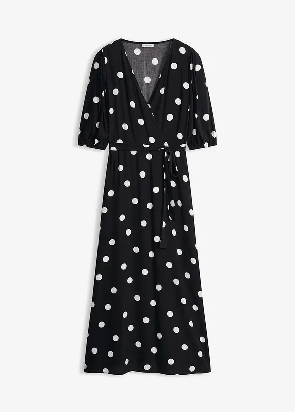 Maxikleid aus fließender Viskose in schwarz von vorne - bonprix