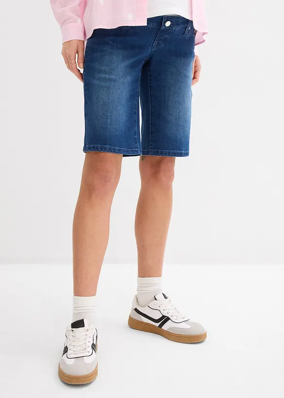 Umstandsjeans-Bermuda im Slim Fit in blau von vorne - bonprix