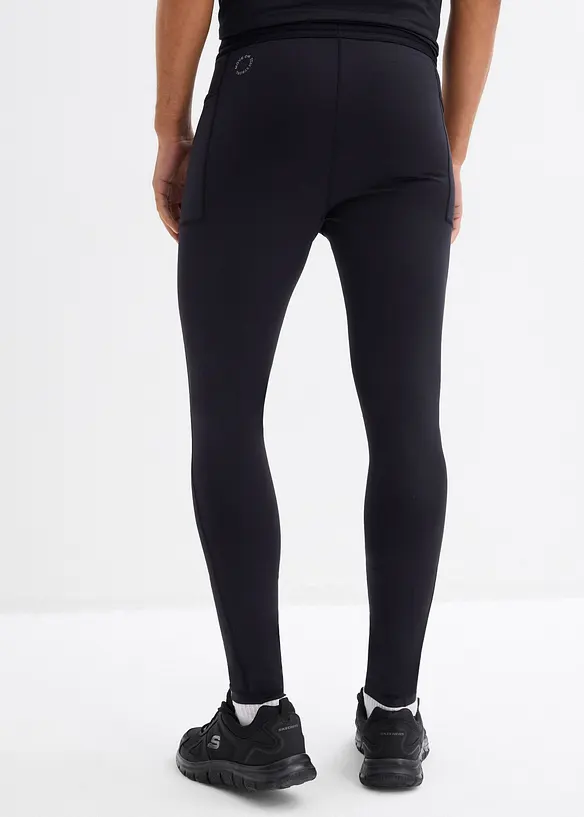 Komfort-Lauftights Herren mit Handytasche in schwarz von hinten - bonprix