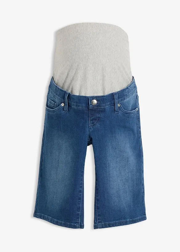 Umstandsjeans-Bermuda im Slim Fit in blau von vorne - bonprix