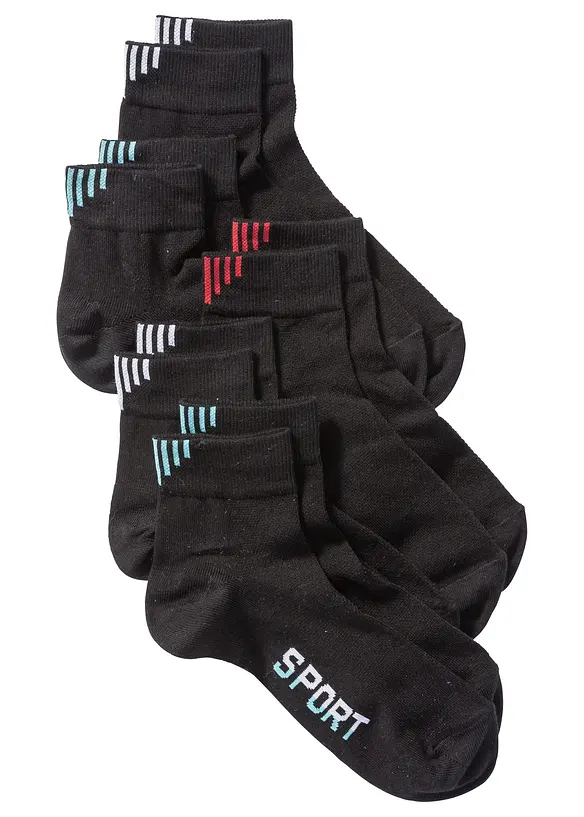 Sportsocken mit Bio-Baumwolle (5er Pack) in schwarz von hinten - bonprix