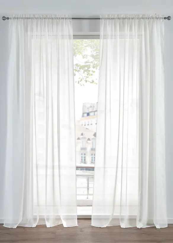 Transparente Gardinen aus feinem Voile (2er Pack) in beige - bonprix