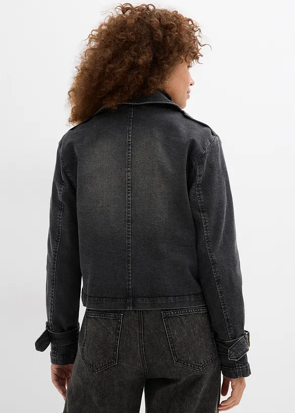 Denim Trenchjacke in schwarz von hinten (im Anschnitt) - bonprix
