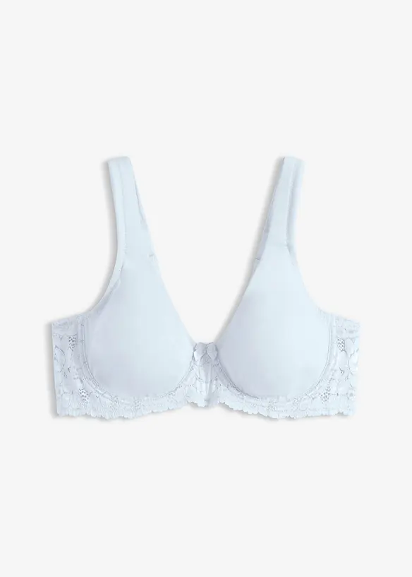 T-Shirt-BH mit gepolsterten Trägern in grau von vorne - bonprix