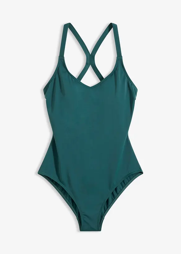 Schnelltrocknender Sport-Badeanzug mit Racerback in petrol von vorne - bonprix