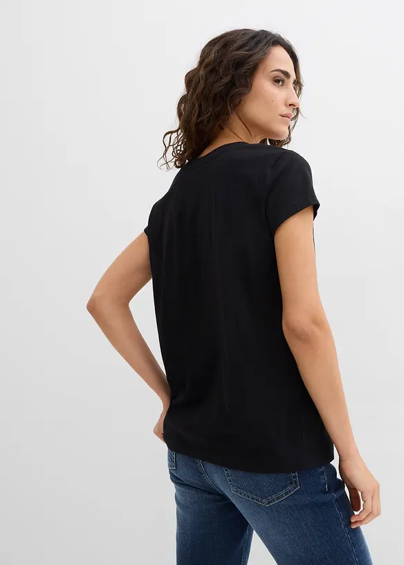 T-Shirt aus reiner Bio-Baumwolle (2er Pack) in schwarz von hinten (im Anschnitt) - bonprix
