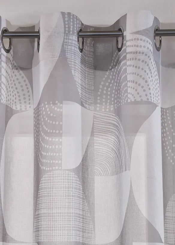 Gardine mit recyceltem Polyester mit Druck (1er Pack) in grau - bonprix