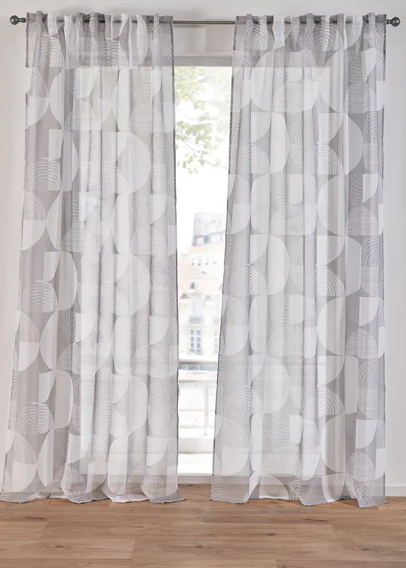 Gardine mit recyceltem Polyester mit Druck (1er Pack) in grau - bonprix