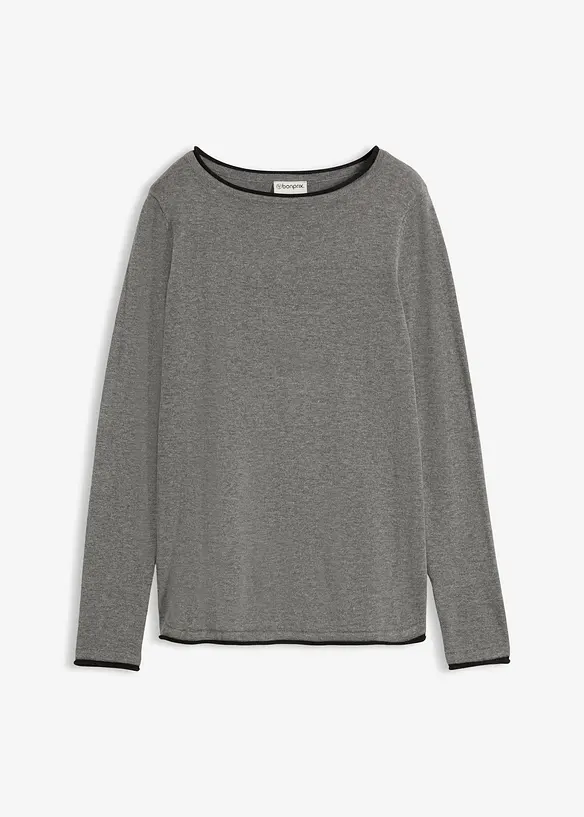 Feinstrickpullover aus Baumwollmix in grau von vorne - bonprix Feinstrickpullover aus Baumwollmix in grau von vorne - bonprix