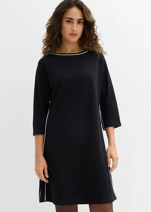 Shirtkleid aus schwerer Bio-Baumwolle in schwarz von vorne (Totalaufnahme) - bonprix Shirtkleid aus schwerer Bio-Baumwolle in schwarz von vorne (Totalaufnahme) - bonprix
