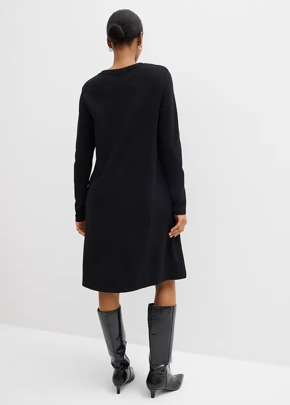 Shirtkleid in A-Linie aus Viskose-Mix in schwarz von hinten (Totalaufnahme) - bonprix