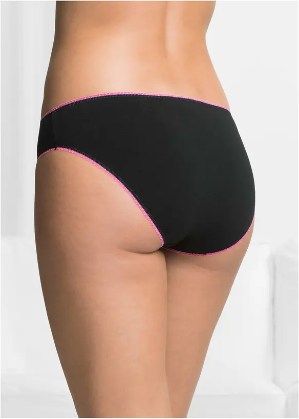 Slip mit weicher Baumwolle (5er Pack) in schwarz von hinten - bonprix